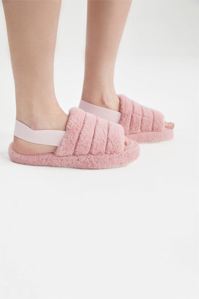 WOMAN Pink Women Flat Bottom Winter Slippers
