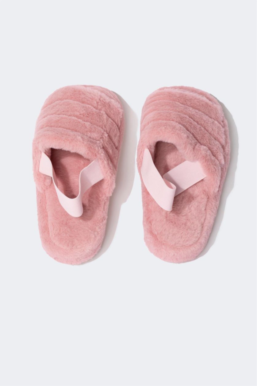 WOMAN Pink Women Flat Bottom Winter Slippers