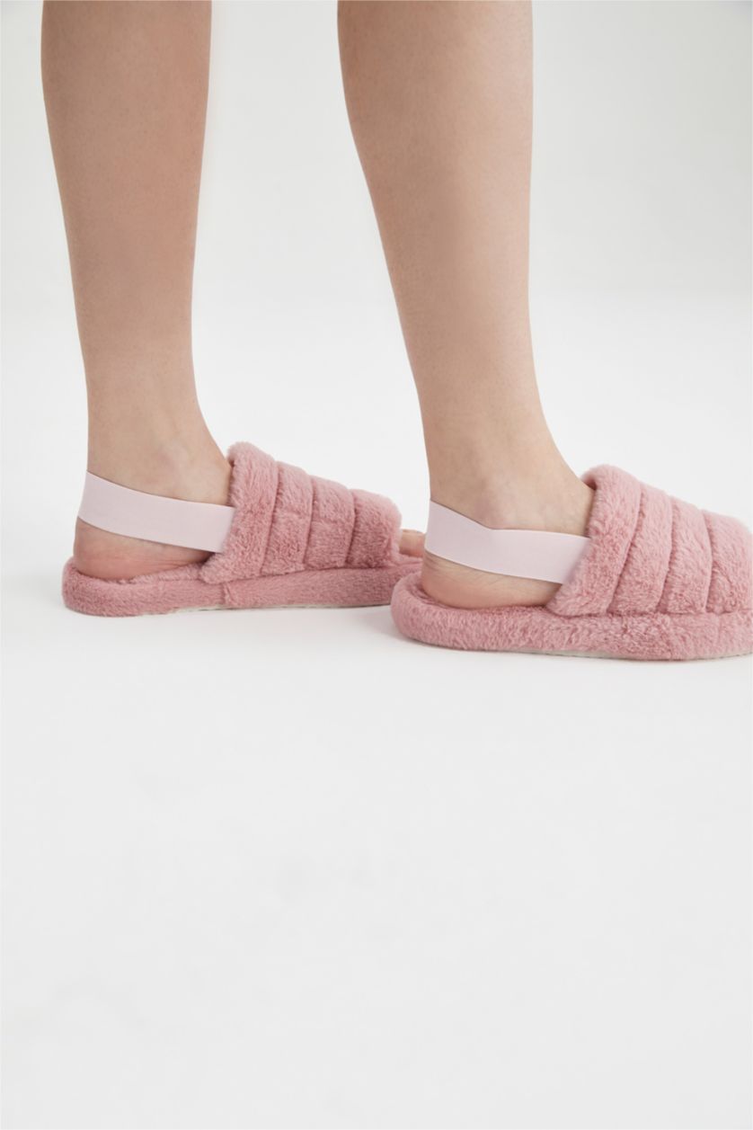 WOMAN Pink Women Flat Bottom Winter Slippers