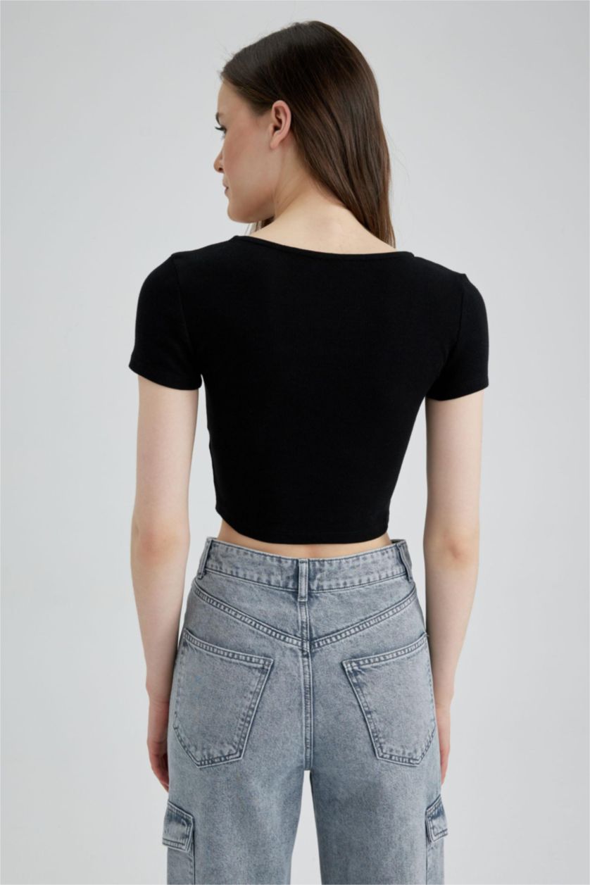 WOMAN Black Slim Fit Camisole Short Sleeve T-Shirt