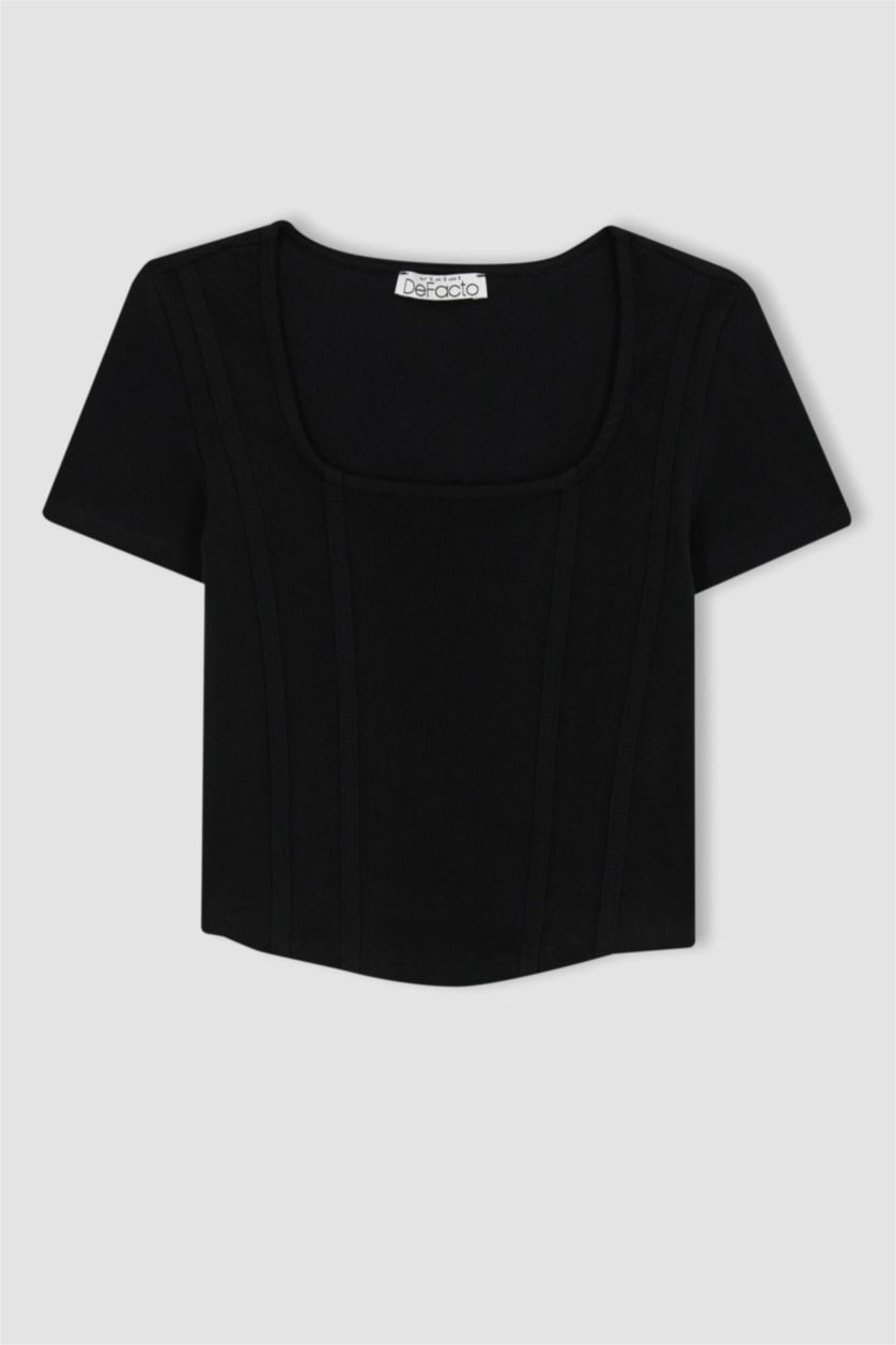 WOMAN Black Slim Fit Camisole Short Sleeve T-Shirt