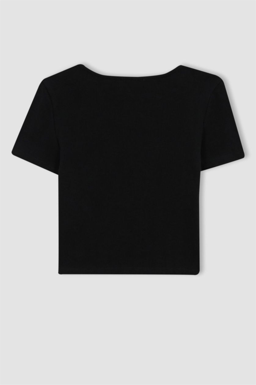 WOMAN Black Slim Fit Camisole Short Sleeve T-Shirt