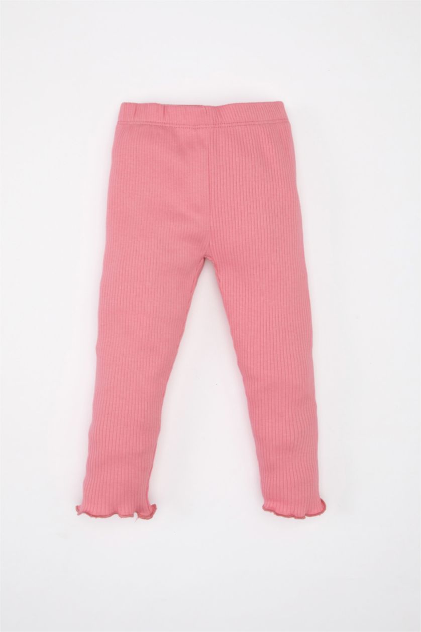 طفلة صغيرة زهري طقم بناتي ليجن وتي شيرت بطبعة شعار - قطعتين