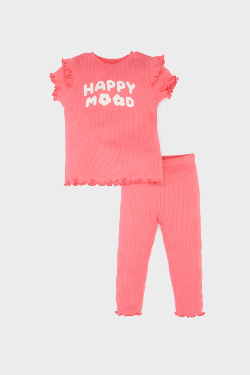 Baby Girl Coral Girl Corduroy Camisole T-Shirt Bottom 2 Piece Set
