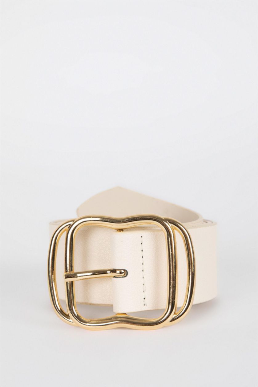 FEMME Beige Ceinture En Jean En Similicuir Pour Femme