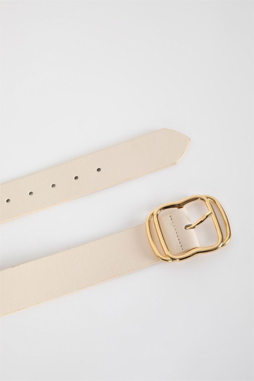 FEMME Beige Ceinture En Jean En Similicuir Pour Femme