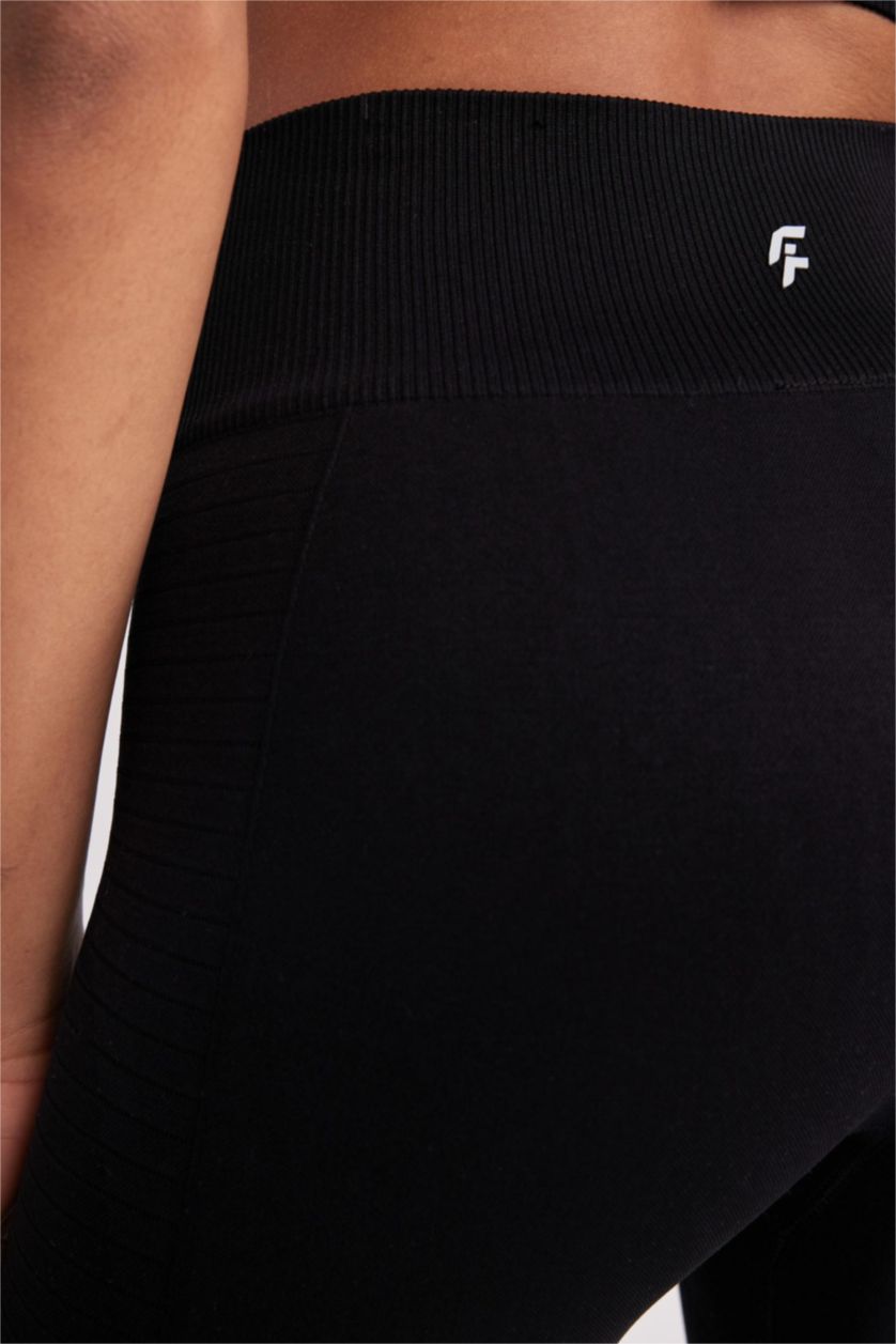 Woman Black Defacto Fit Seamless Waist Athlete Tights