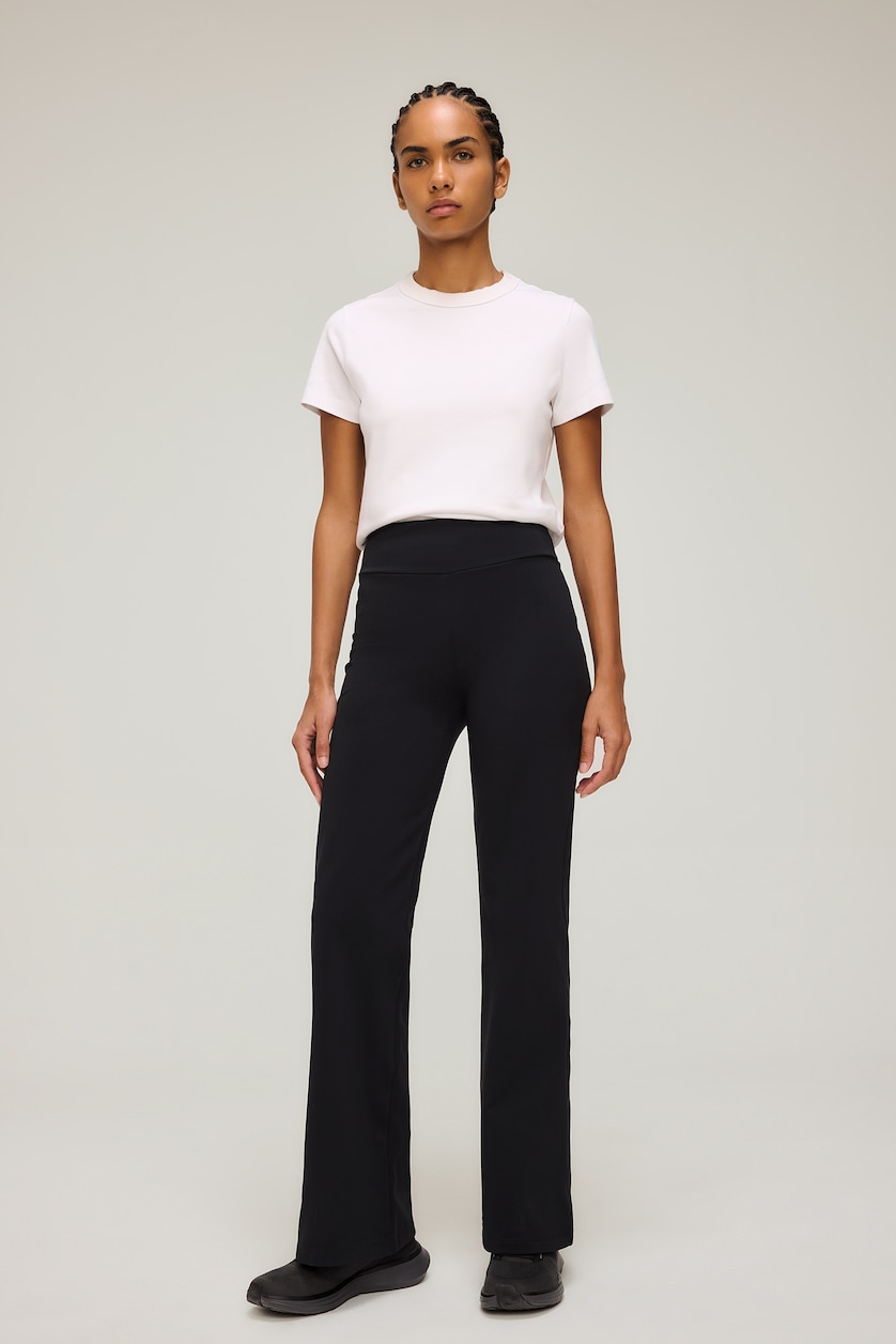 WOMAN Black Flare Wide Leg Scuba Fabric Trousers