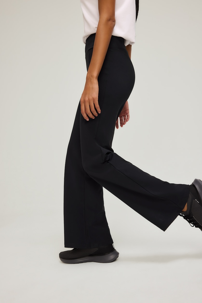 WOMAN Black Flare Wide Leg Scuba Fabric Trousers