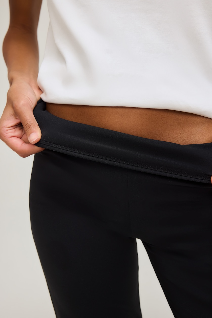 WOMAN Black Flare Wide Leg Scuba Fabric Trousers