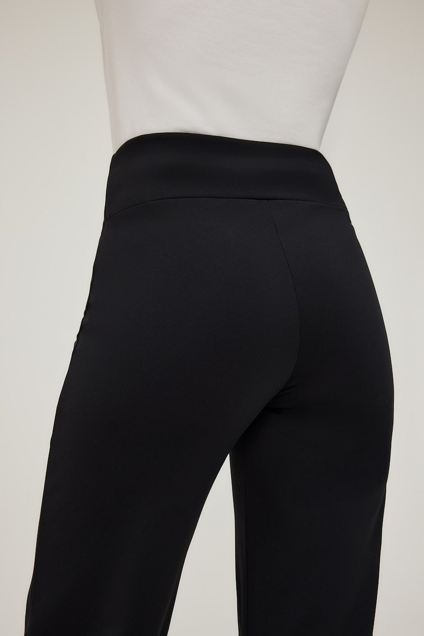 WOMAN Black Flare Wide Leg Scuba Fabric Trousers