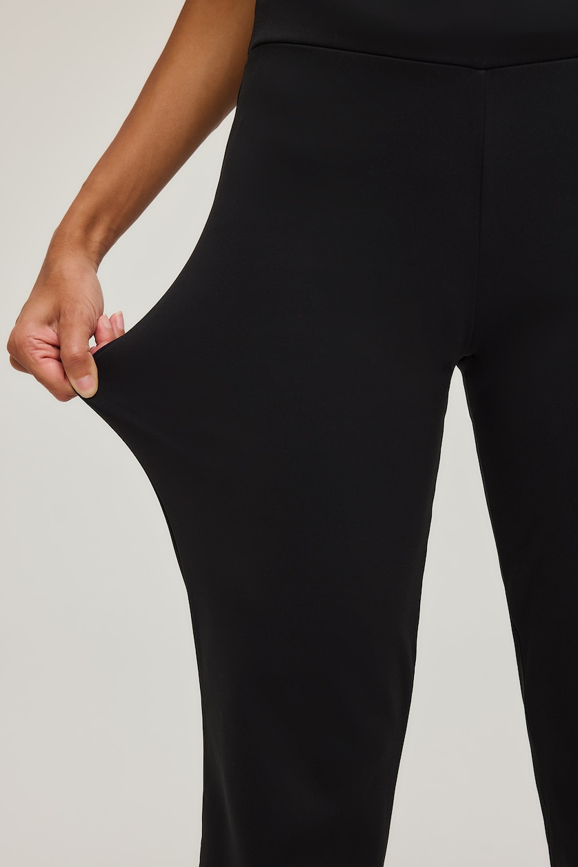 WOMAN Black Flare Wide Leg Scuba Fabric Trousers