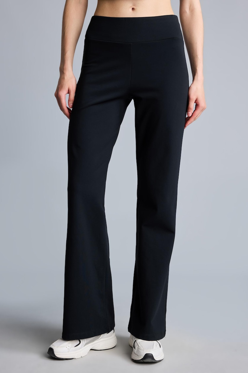 WOMAN Black Flare Wide Leg Scuba Fabric Trousers