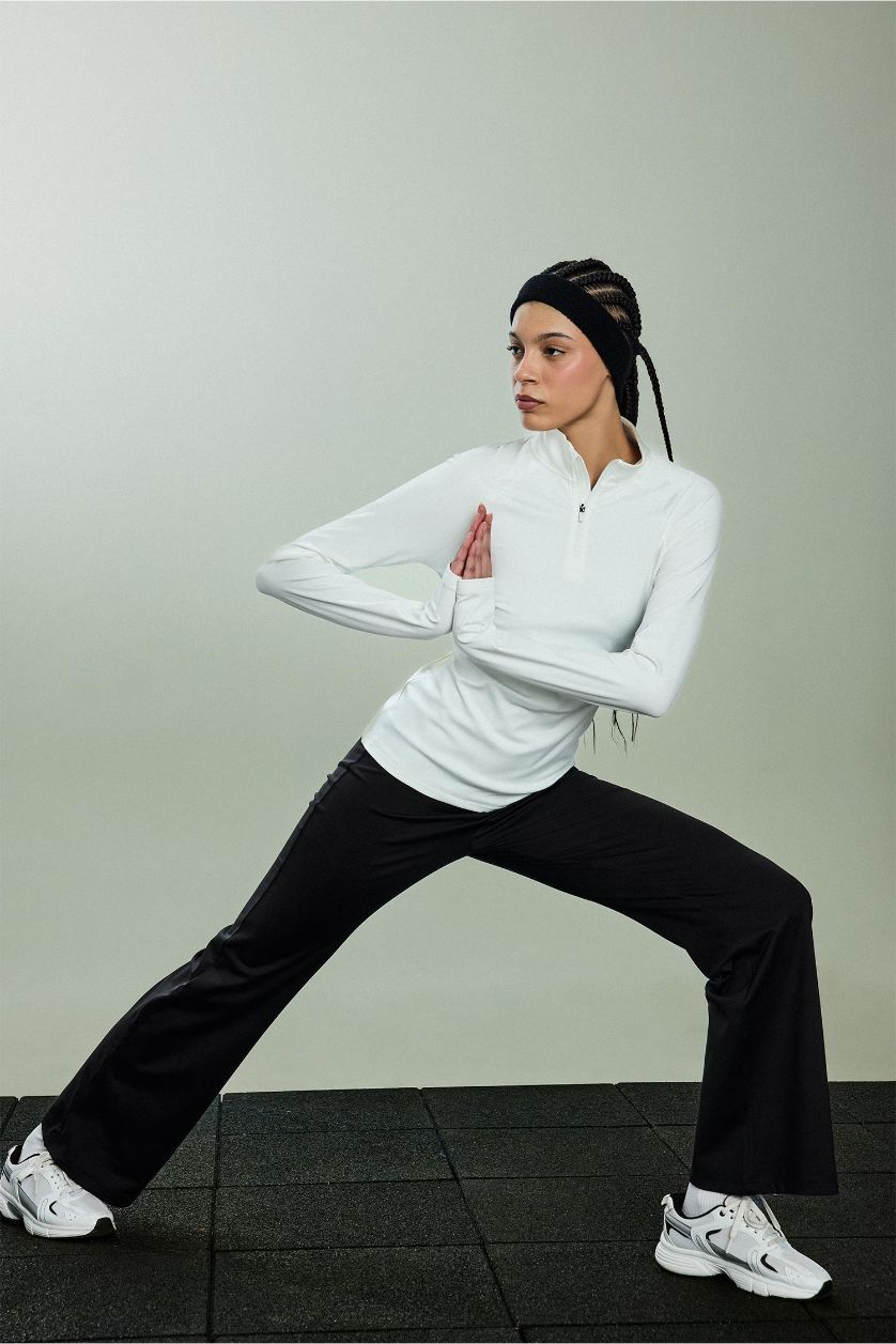 WOMAN Black Flare Fit Wide Leg Standard Length Scuba Diving Sports Sweatpants