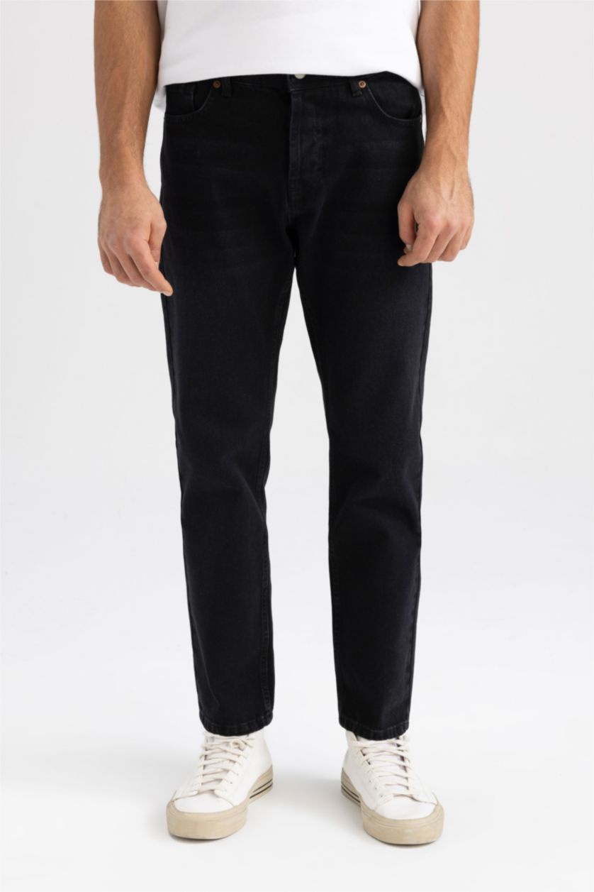 رجالي أسود بنطلون جينز برجل مستقيم