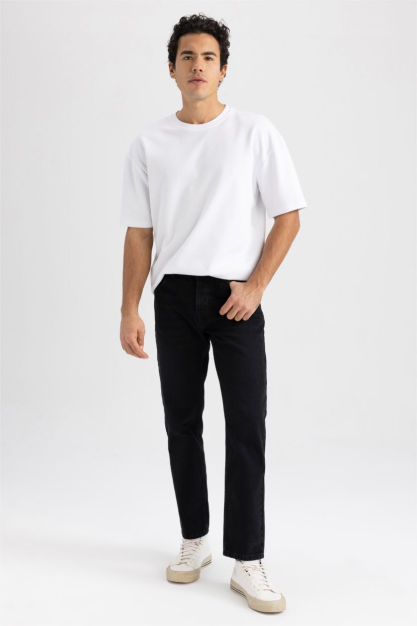 رجالي أسود بنطلون جينز برجل مستقيم