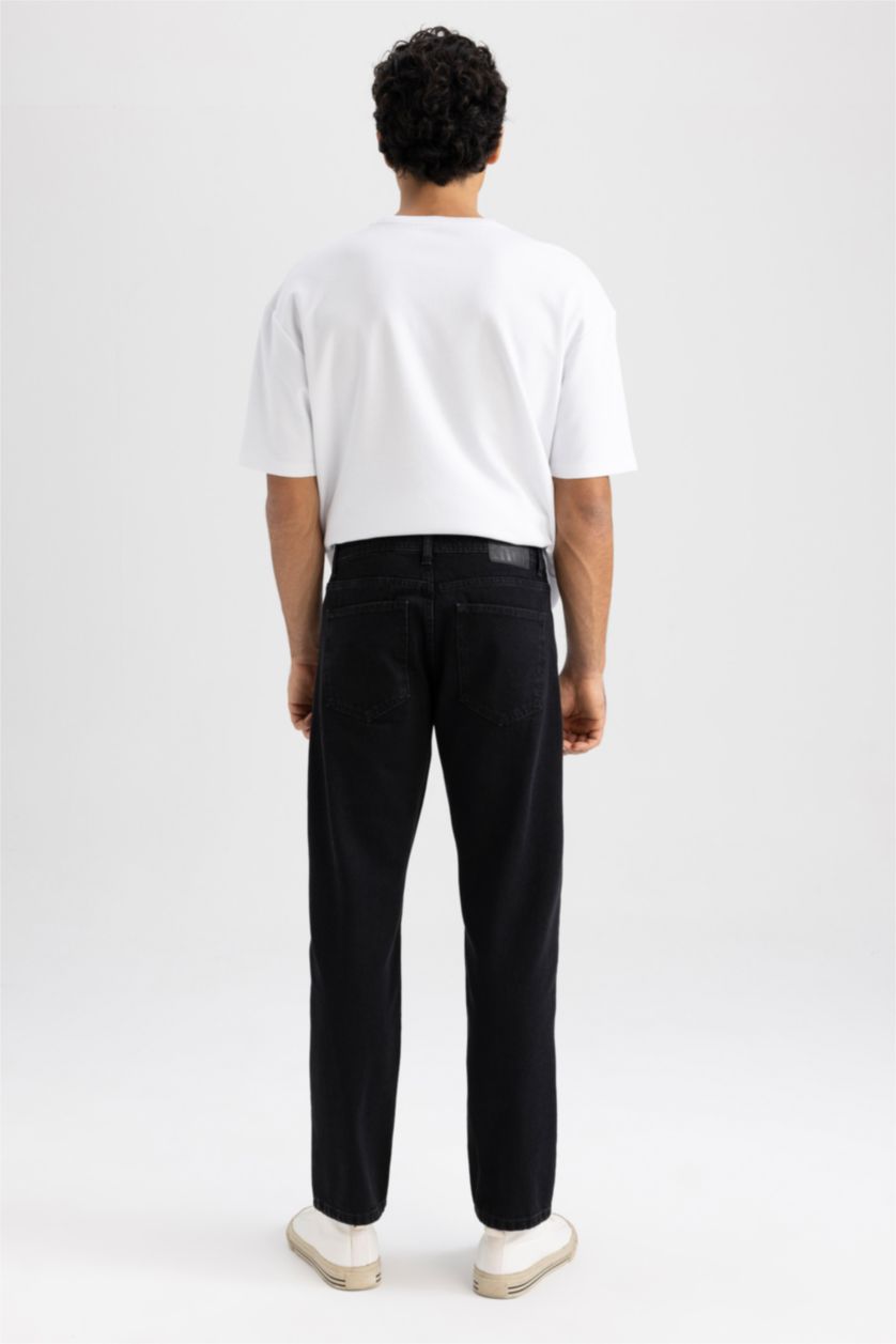 رجالي أسود بنطلون جينز برجل مستقيم