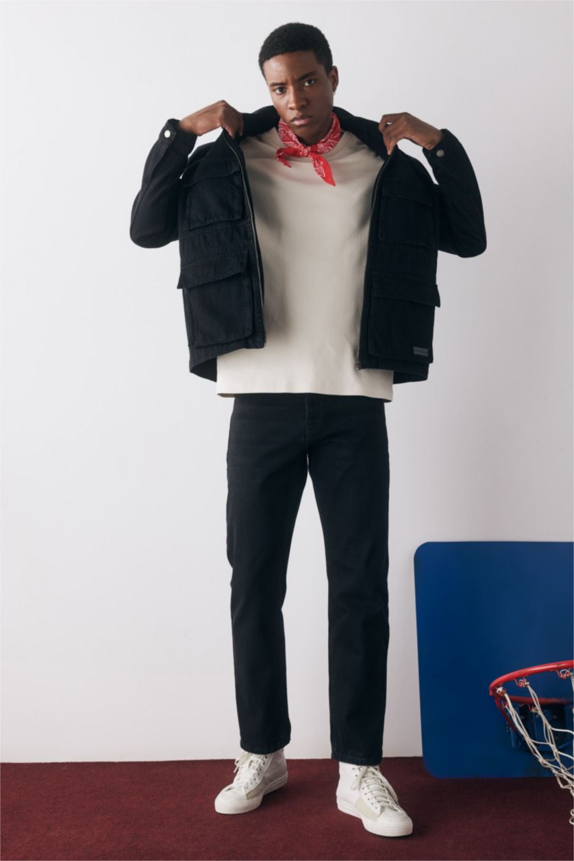 رجالي أسود بنطلون جينز برجل مستقيم