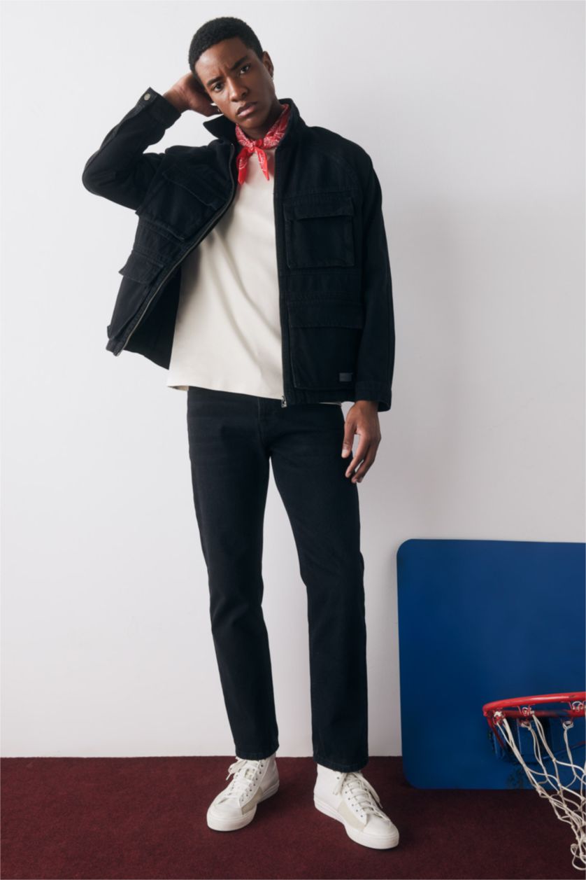 رجالي أسود بنطلون جينز برجل مستقيم