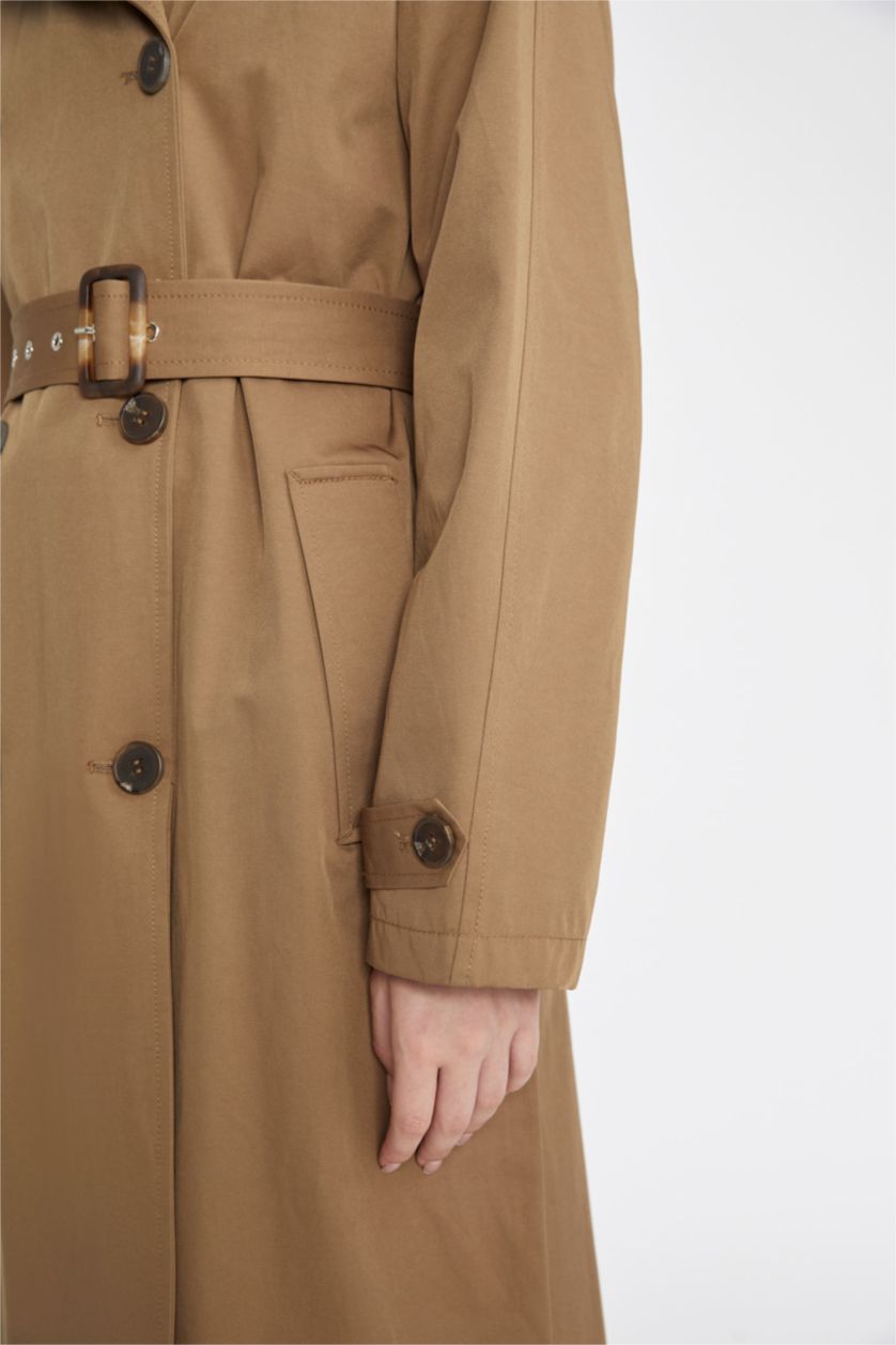 WOMAN Khaki Waterproof Regular Fit Trench Coat