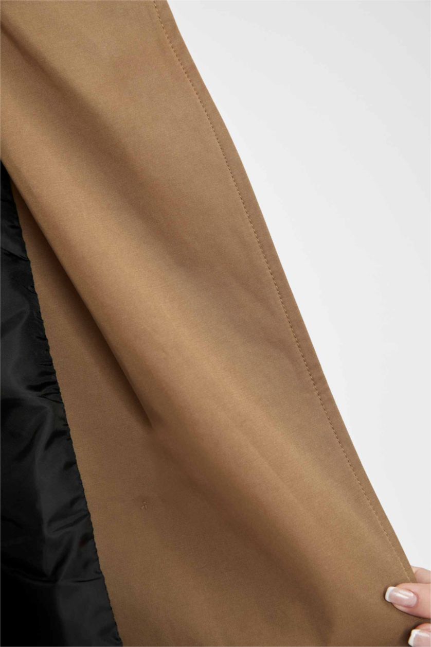 WOMAN Khaki Waterproof Regular Fit Trench Coat