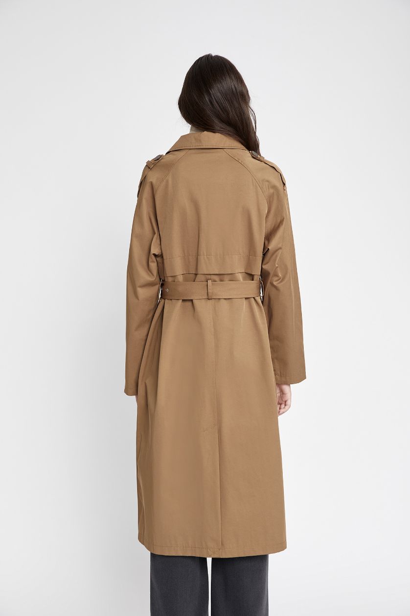 WOMAN Khaki Waterproof Regular Fit Trench Coat