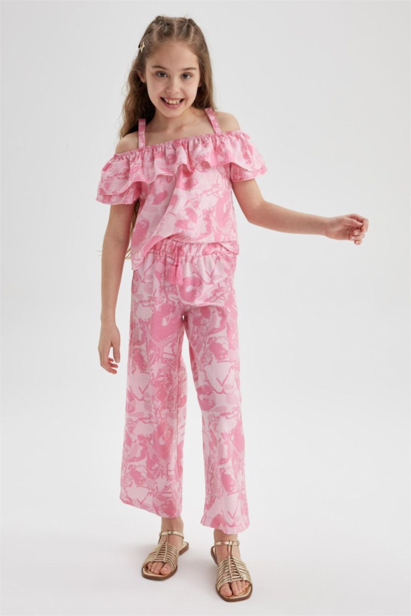 GIRLS & TEENS Pink Girl Palazzo Wide Leg Trousers