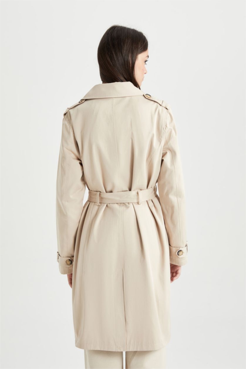 WOMAN Beige Waterproof Regular Fit Trench Coat