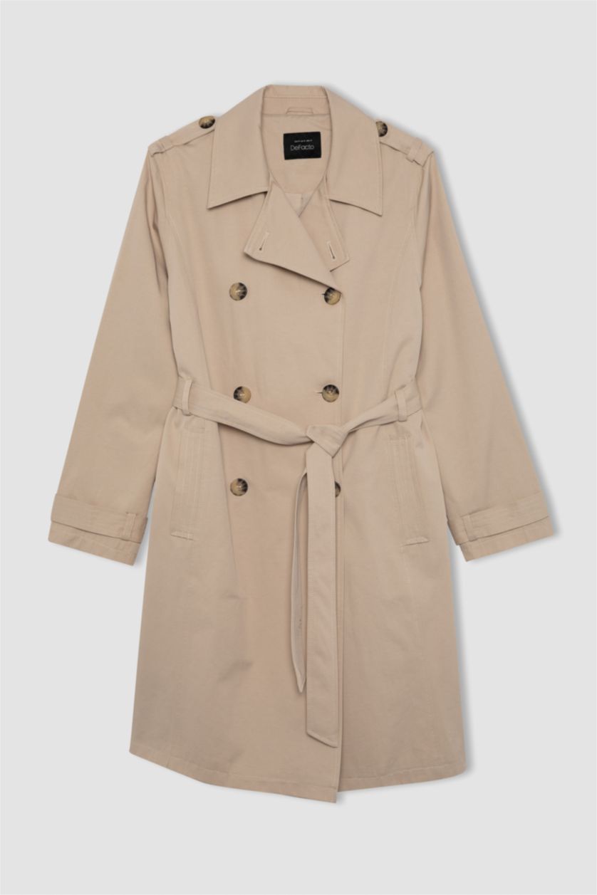 WOMAN Beige Waterproof Regular Fit Trench Coat