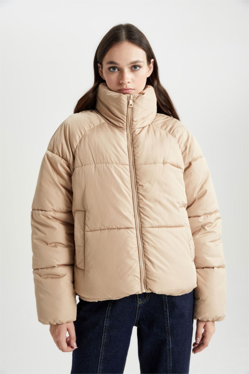 Beige WOMAN Waterproof Puffer Jacket 2786620 | DeFacto