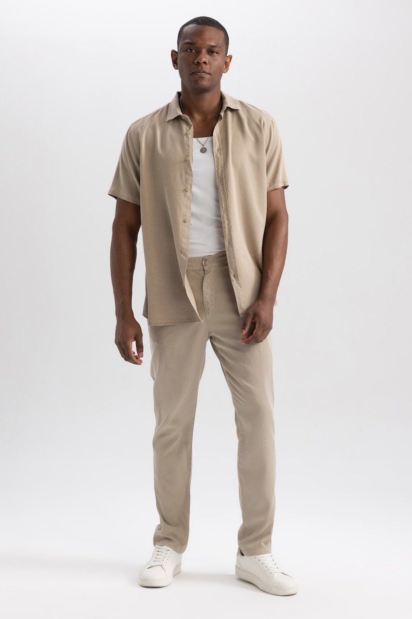 メンズウェア BELLMORE EMBLEM CHECK PANTS - BEIGE Beige Man Regular Fit Trousers 2819086 | DeFacto