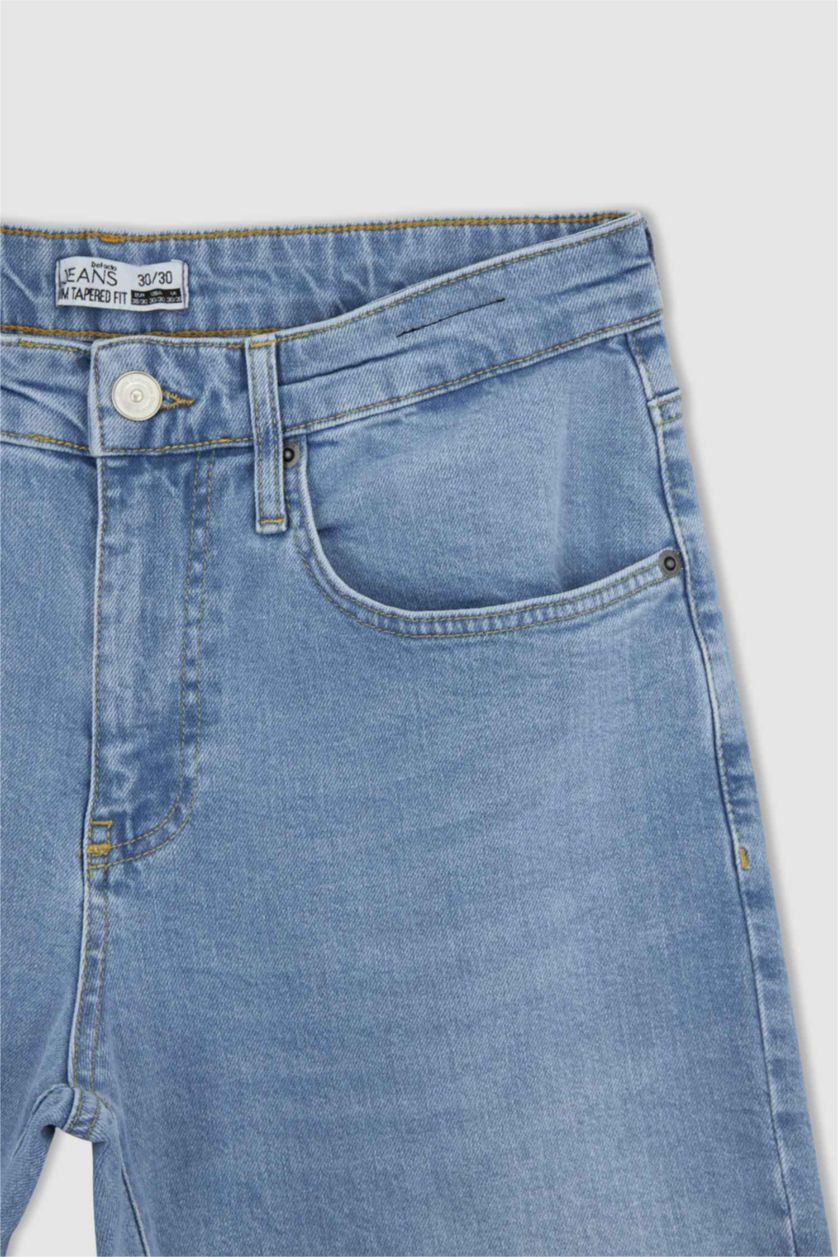 رجالي أزرق فاتح بنطلون جينز سليم فيت