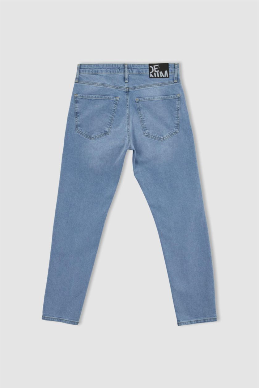 رجالي أزرق فاتح بنطلون جينز سليم فيت