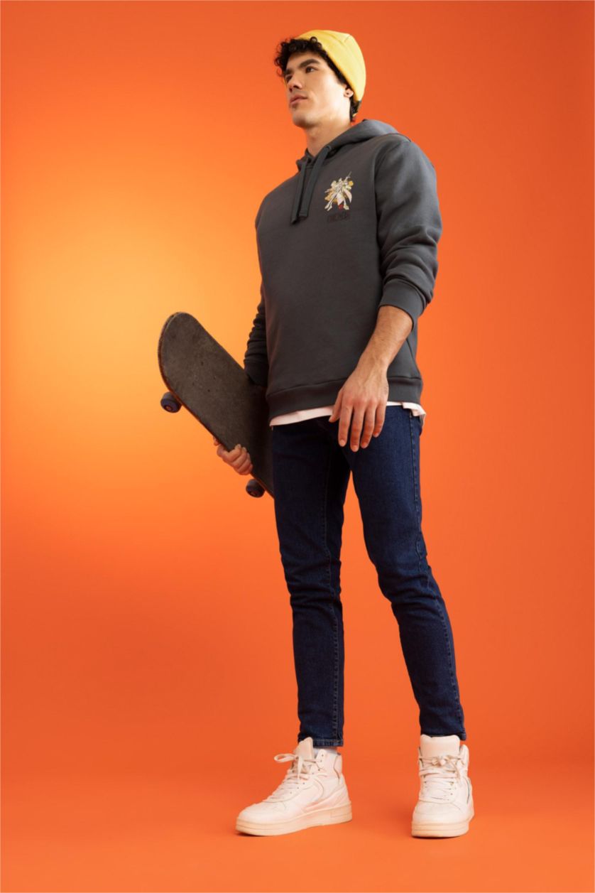 Мужчины Темно-голубой Джинсы Slim Tapered Fit приталенного кроя со средней талией