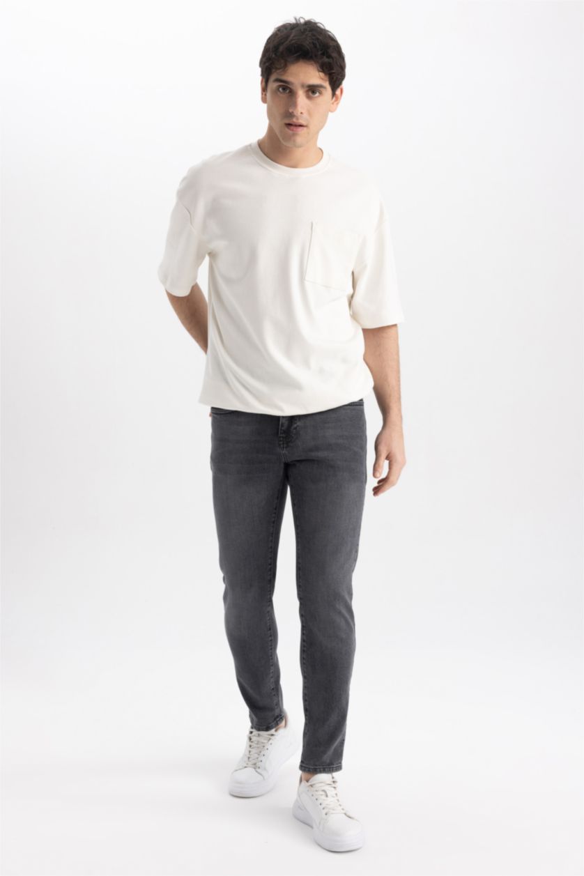 رجال رمادي بنطلون جينز سليم فيت