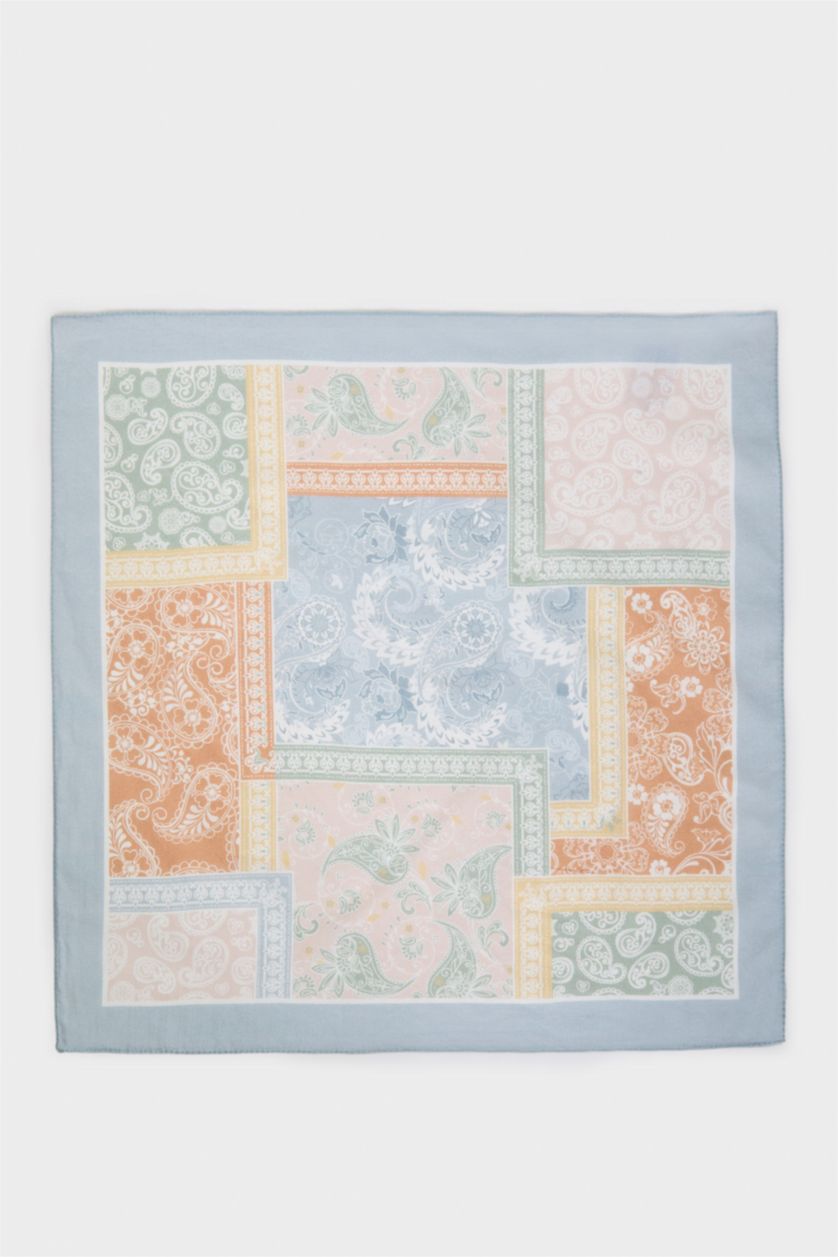 Kadın Mavi Kadın Desenli Pamuklu Bandana