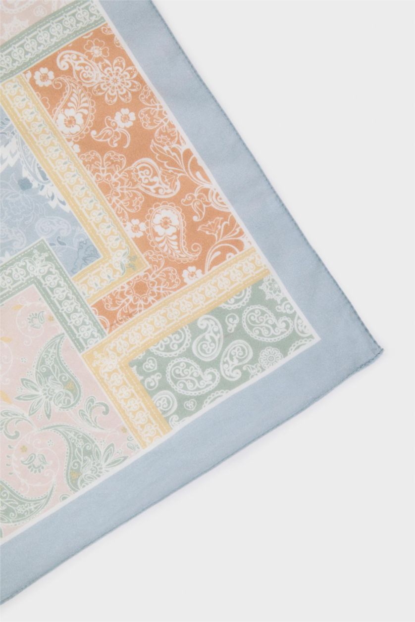 Kadın Mavi Kadın Desenli Pamuklu Bandana