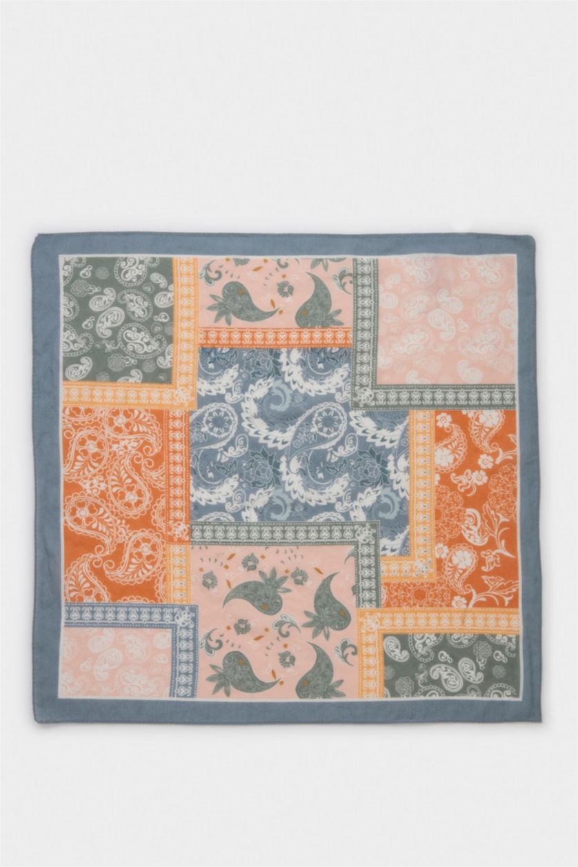 Kadın Mavi Kadın Desenli Pamuklu Bandana