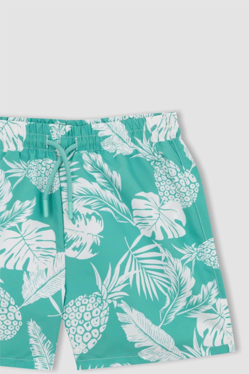 BOYS & TEENS Light Green Boy Regular Fit Swim Shorts