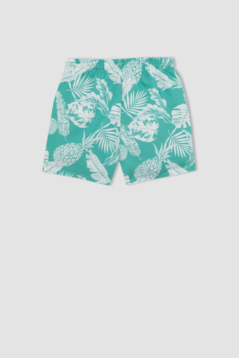 BOYS & TEENS Light Green Boy Regular Fit Swim Shorts