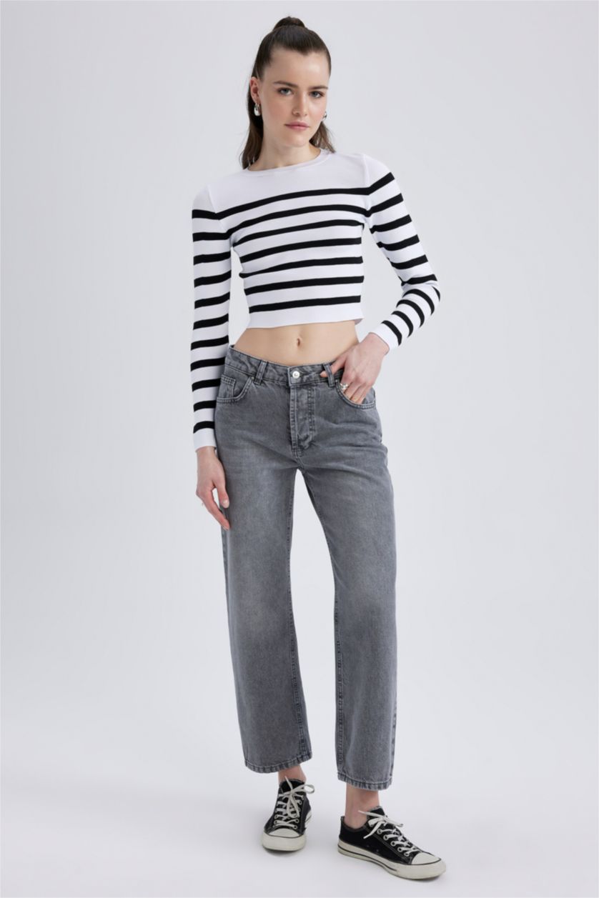 حريمي أنثرا بنطلون جينز بوي فريند قصة مستقيمة