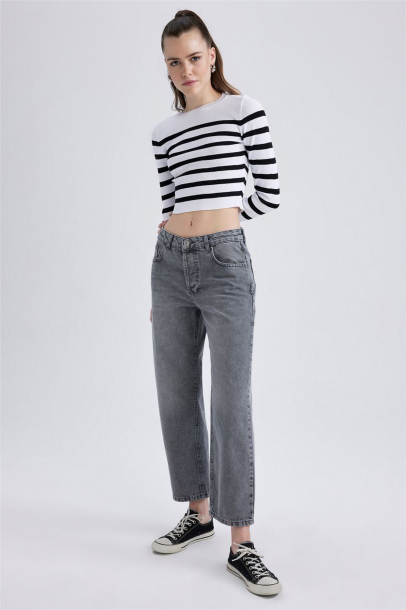 حريمي أنثرا بنطلون جينز بوي فريند قصة مستقيمة