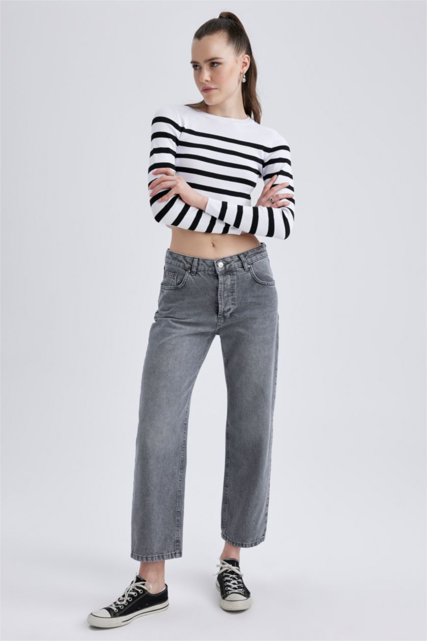 حريمي أنثرا بنطلون جينز بوي فريند قصة مستقيمة