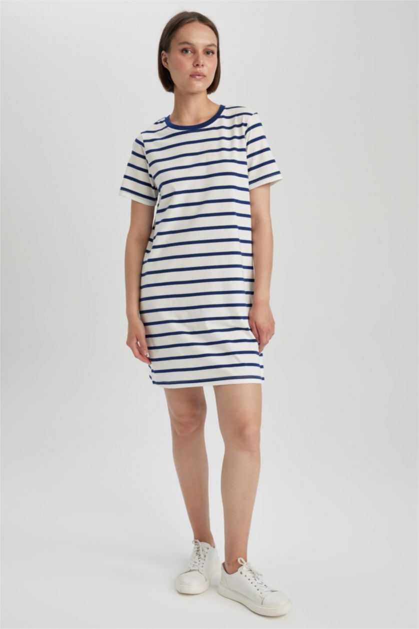 WOMAN Indigo Crew Neck Mini Dress