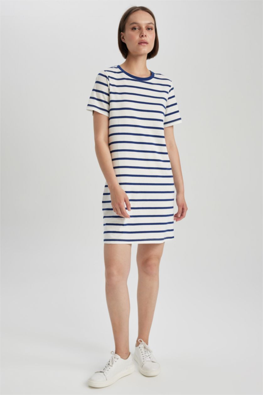 WOMAN Indigo Crew Neck Mini Dress