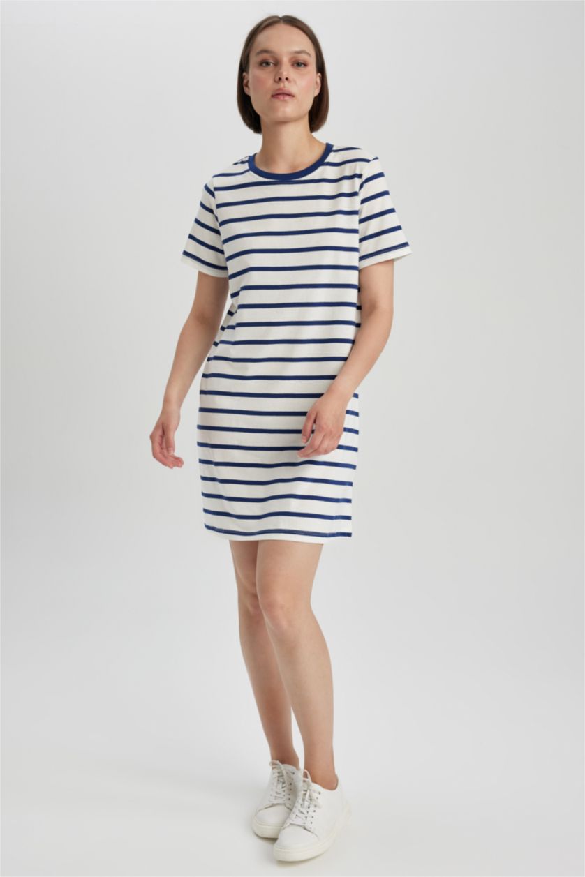 WOMAN Indigo Crew Neck Mini Dress