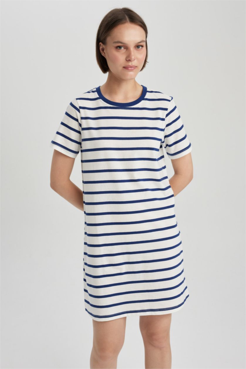 WOMAN Indigo Crew Neck Mini Dress