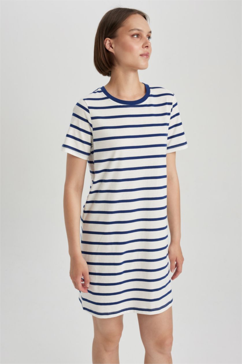 WOMAN Indigo Crew Neck Mini Dress