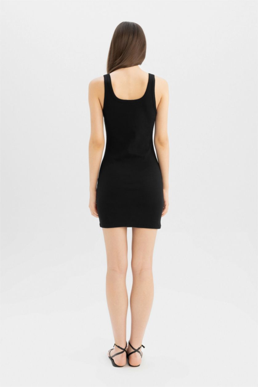 FEMME Noir Robe En Maille À Manches Courtes Très court