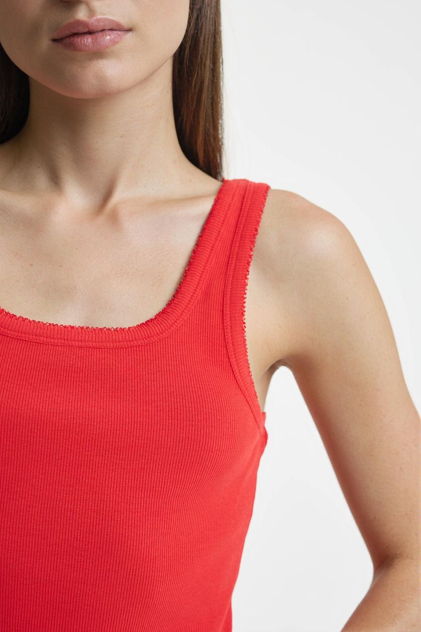 Kadın Kırmızı Coool Bodycon Vücudu Saran Basic Düz Fitilli Kaşkorse Kolsuz Mini Kırmızı Elbise